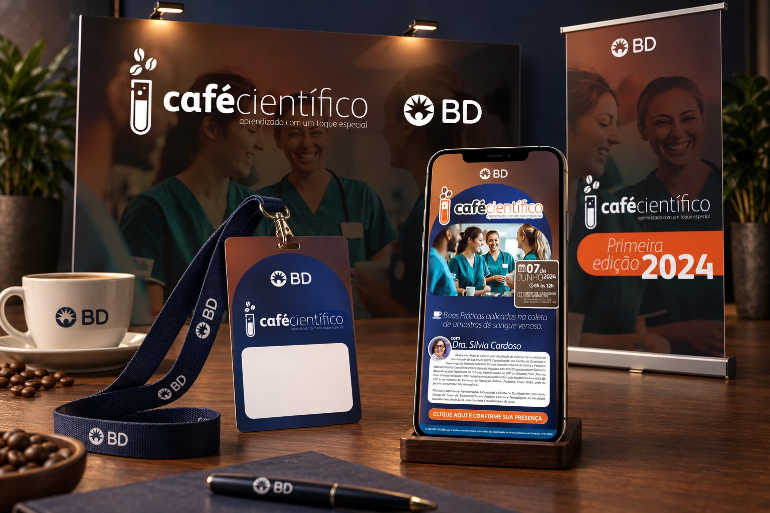 Mockup de apresentação do projeto BD · Café Científico
