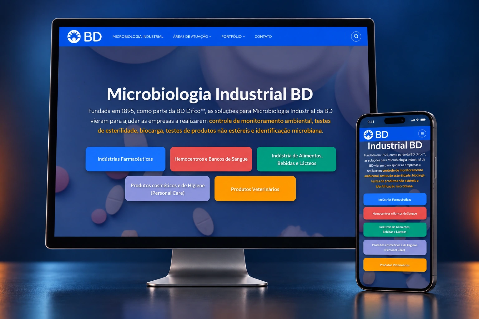 Mockup de apresentação do projeto BD · Indústria · Digital