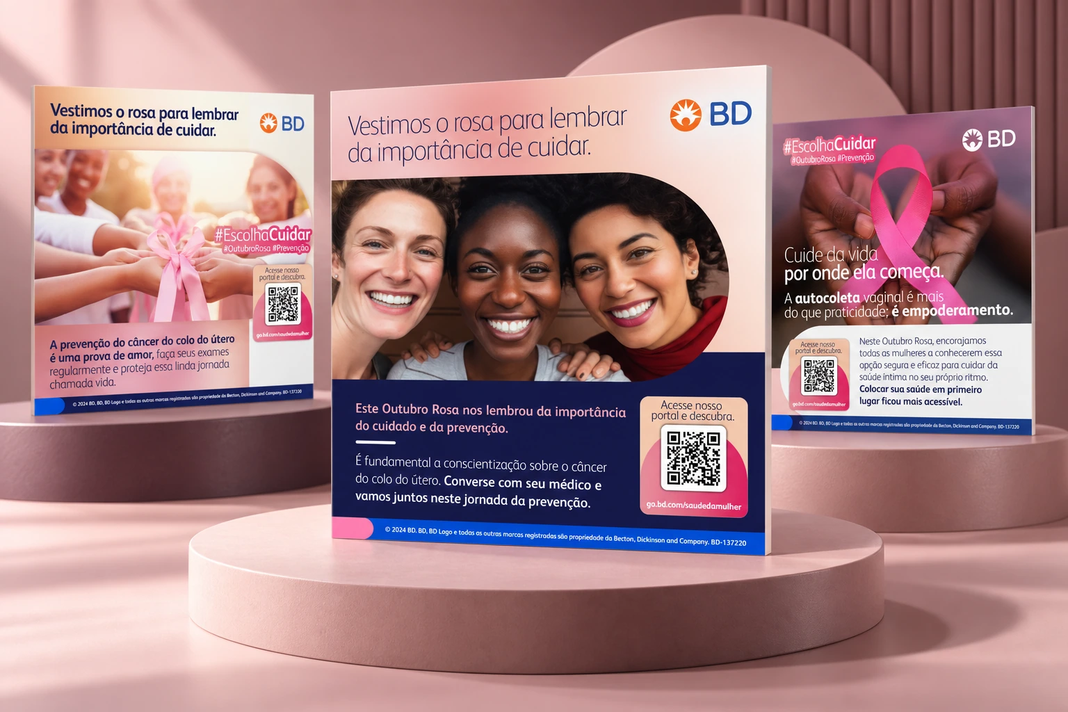 Mockup de apresentação do projeto BD · Outubro Rosa / Saúde da Mulher