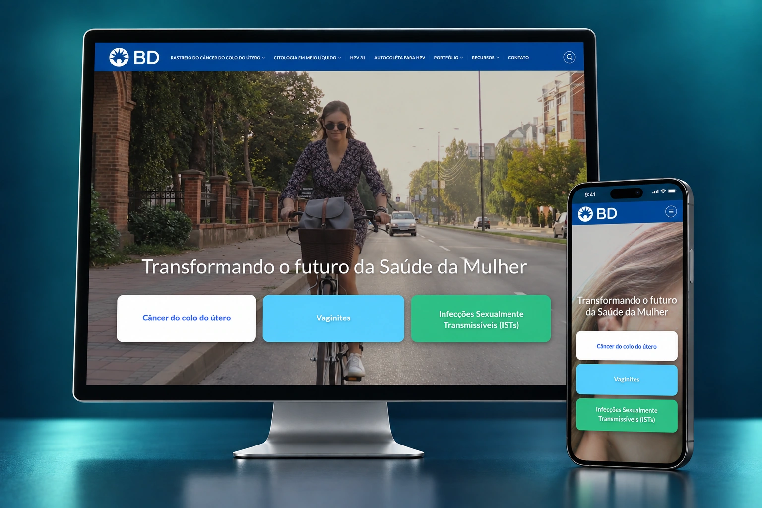 Mockup de apresentação do projeto BD · Saúde da Mulher · Digital