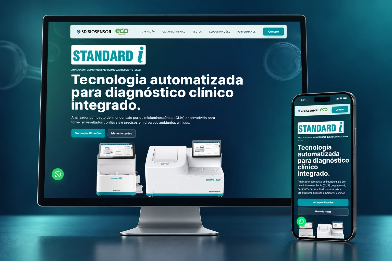 Mockup de apresentação do projeto Eco Diagnóstica · SD Biosensor